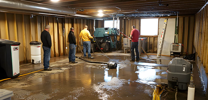 Cleaning Sewage From Basement Floor in Clarkdale